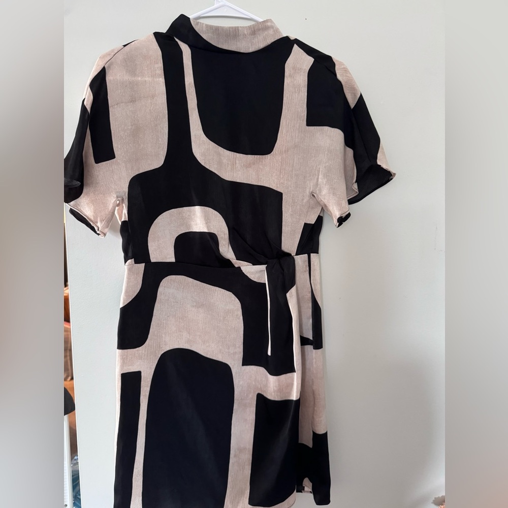 Mango Black and Cream Turtleneck  Dress